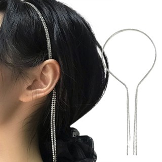 Charme CDN044  韓國新品 星光閃閃 兩排爪鑽流蘇造型髮箍