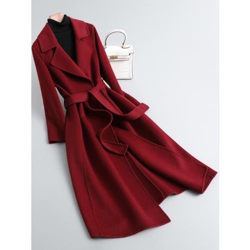 (免運)女士雙面呢羊絨大衣高級長款高端紅色呢子羊毛毛呢外套結婚秋冬