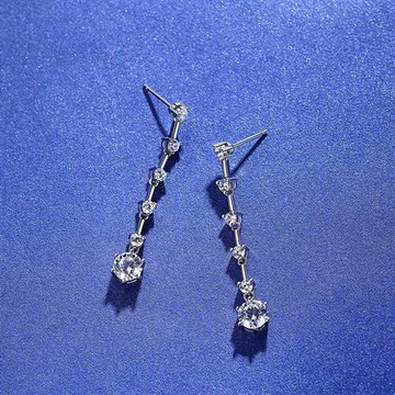 【米蘭精品】莫桑鑽耳環925純銀耳針-1ct八心八箭長款女飾品73yk58