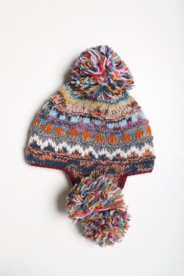 三毛球帽小臉修飾必備純羊毛線手工編織半襯防風毛帽子護耳帽保暖