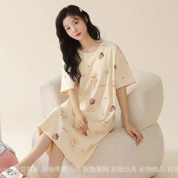免運 台灣出貨 【店铺热销】睡裙少女短袖韩版卡通学生家居服夏季睡衣薄款大码长款过膝连衣裙限時下殺