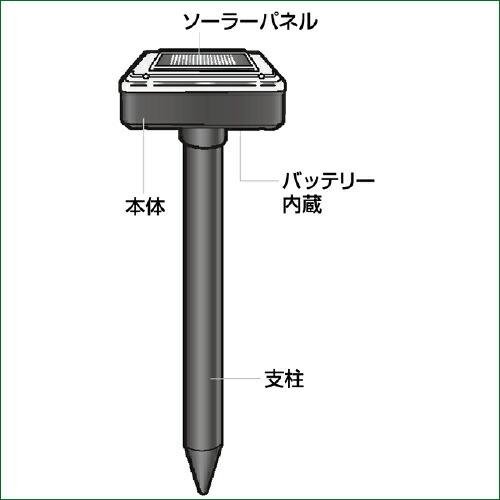 ソーラー式 モグラ撃退器 入 もぐら防除 音波振動