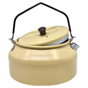 FARMERCAMP 鋁合金輕量茶壺 大容量 隔熱手把 附贈收納袋 適合登山露營  卡其色  1L  1個