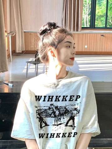 白色T恤印花短袖夏季新款小眾韓系美式複古上女生上衣 印花寬鬆情侶短袖T 上衣女 美式t  韓版T 大學T