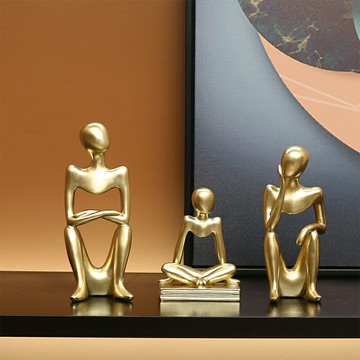 招財擺件 簡約現代抽象人物輕奢小擺件創意電視柜室內家居家裝軟裝飾品