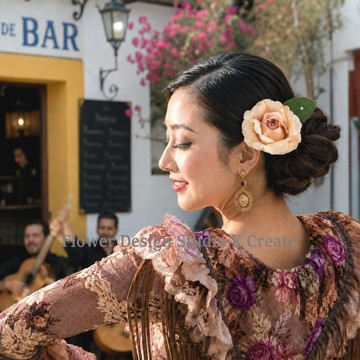 佛朗明哥髮飾 | 米色・米色玫瑰・和紙風 | K Create Flamenco Hair Accessory