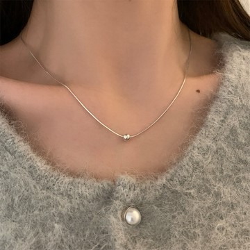 初見家💕極簡純銀小銀球蛇骨鏈女 純銀項錬女
