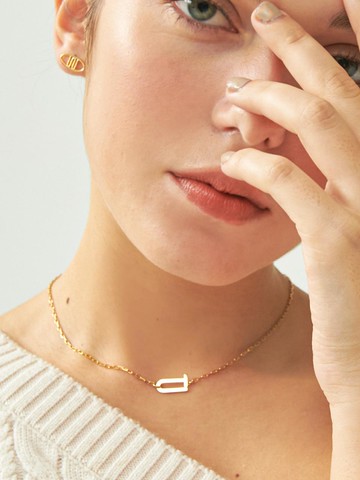 Signature Flat Silver Necklace (In379) [Gold]