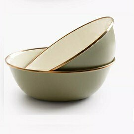 [ BAREBONES ] 雙色琺瑯碗組 黃褐綠 2入 / Enamel Bowl (6") / CKW-1025