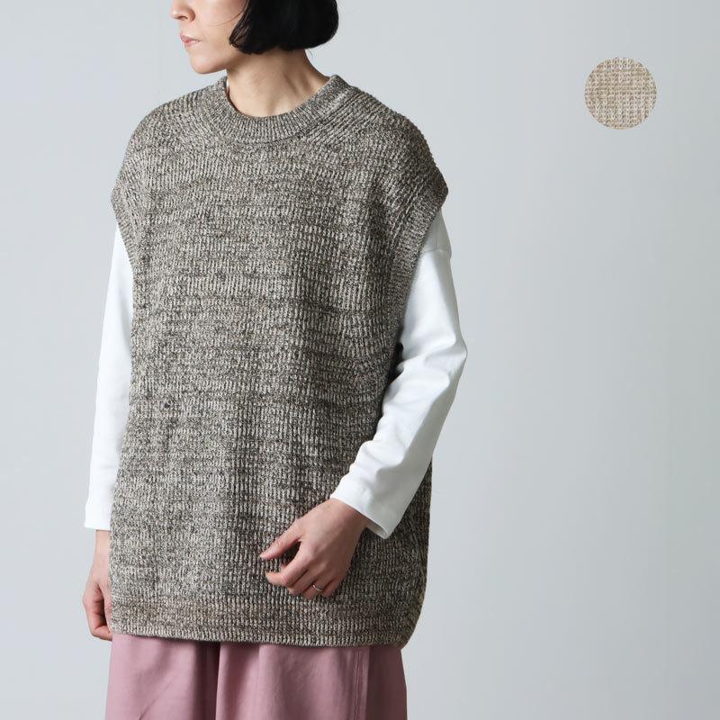 アンフィル  unfil WWSP-UU009 organic hemp ribbed-knit vest オーガニック ヘンプ リブ ニット ベスト ブラック系 ベージュ系 44着丈