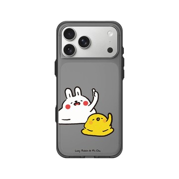 iPhone 17 Pro Max Clear (相機按鈕) 酷墨灰 - 懶散兔與啾先生 Lazy Rabbit and Mr.Chu - 一起爛