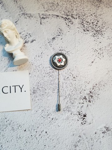 古銀色紅色小瑪瑙胸針胸花西裝一字針插針