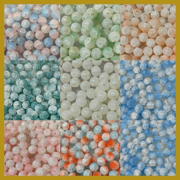 （30顆/包）10mm新款玉碎灑金水墨鍍彩玻璃珠 手工diy串珠 手鏈項鏈琉璃珠配件 串珠材料 串珠材料包 珠珠材料