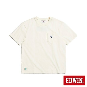 EDWIN 男款 BLUE TRIP 寬版口袋短袖T恤(米白色)