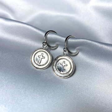 MIH金工首飾 | 沈浸在愛裡 - 十字架純銀耳環 cross earrings