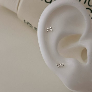 現貨｜s925純銀 蝴蝶結寶寶迷你小耳釘 單支 養耳 B024 (Puppeee)