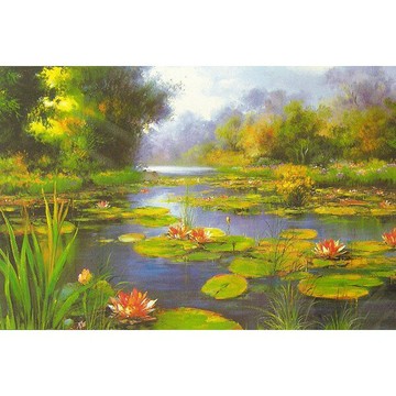 HC - 臺灣製1000片優質夜光拼圖 油畫系列-水蓮 1000-2B-52