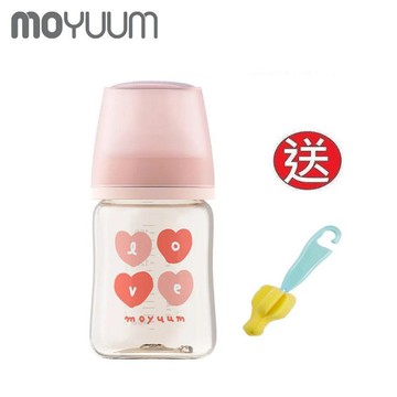 MOYUUM第三代PPSU寬口奶瓶 設計款170ml(1m+)(8809926452120蜜桃心心) 480元+送奶嘴刷