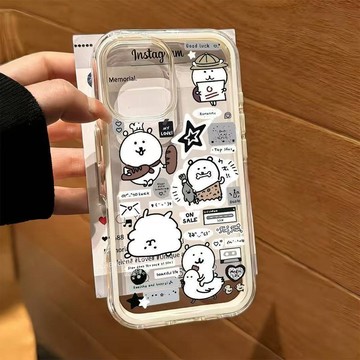 塗鴉自嘲熊iPhone蘋果17e 16/15pro防摔14/13防護保護殼12/11手機殼 潮 創意