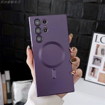 適用三星s21FE純色磨砂硅膠護鏡手機殼超薄防摔Magsafe磁吸無線充