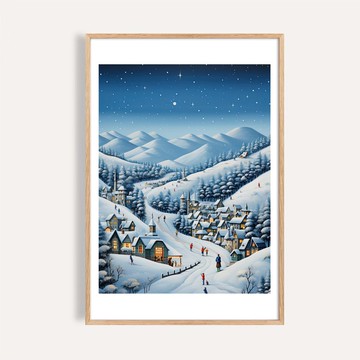 星夜雪境 Winter Star Village / 冬季雪景掛畫 海報 無框畫