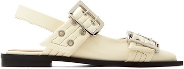 GANNI 白色 Wide Welt Buckle 芭蕾鞋