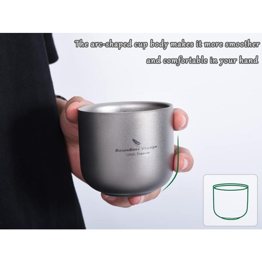 Boundless Voyage 125ml Titanium Cup Double-Layer Design Beverage Mug for Ou