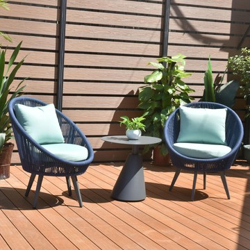 室外花園別墅度假區鋁合金編繩轉椅組合 陽臺簡約編藤桌椅批發[DD050209]