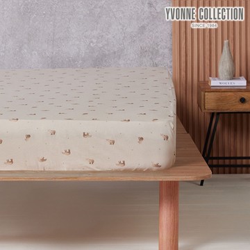 YVONNE 以旺傢飾 純棉馬來貘印花加大床包-象牙白