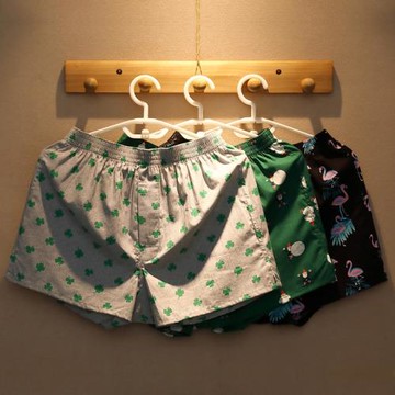 寬松男士內褲男阿羅褲純棉平角褲衩夏季透氣居家休閑睡褲四角短褲