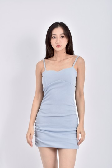 加購優惠(S) 質感細肩帶藍色洋裝