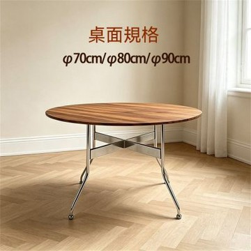 復古圓桌80cm 家用小戶型實木餐桌 洽談桌 飯桌 桌子