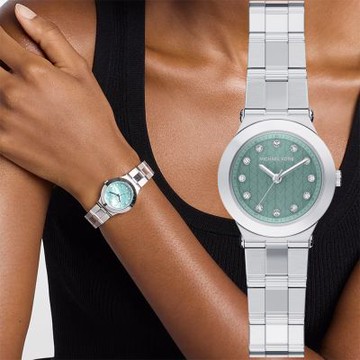 Michael Kors MK Petite Billie 優雅湖水綠珍珠貝小錶徑女錶 夏日煥新提案 送禮推薦-銀/26mm MK7569