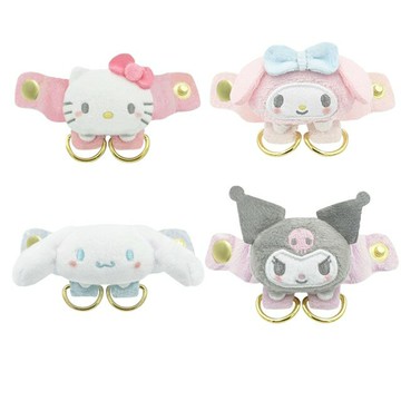 小禮堂 Sanrio 三麗鷗 絨毛造型包包雙環鑰匙圈 (大臉款) Kitty 大耳狗 美樂蒂