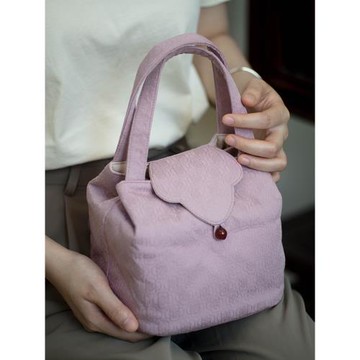 慢藍茶事包茶具收納包棉麻布袋加厚夾棉手提布包茶器便攜旅行包