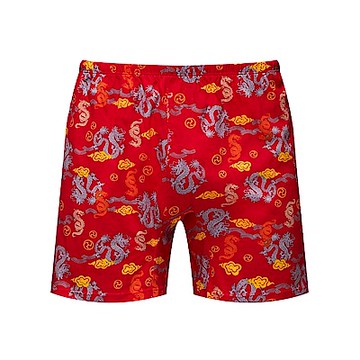 DADADO-祥龍獻瑞 M-3L印花四角男內褲(紅) 天然絲光棉-吸濕排汗-GHQ407RS