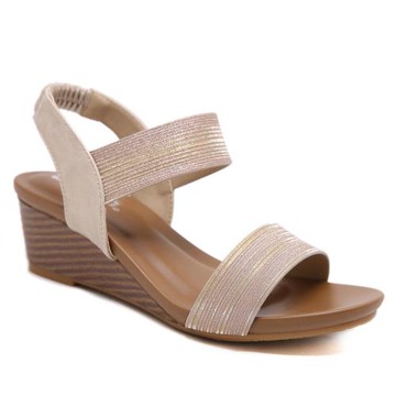 大碼女涼鞋涼鞋女跨境金粉2021新款歐美坡跟chic百搭耐磨偏大容量