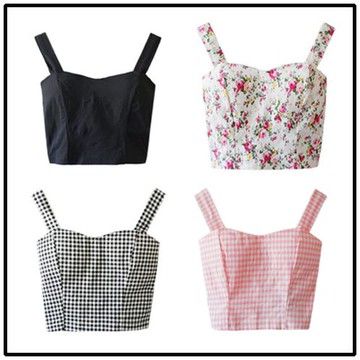 韓國東大門2015夏裝新品 特價露臍復古胸衣 帶胸墊短款吊帶小背心