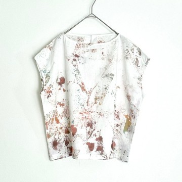 手染りの綿麻半袖襯衫