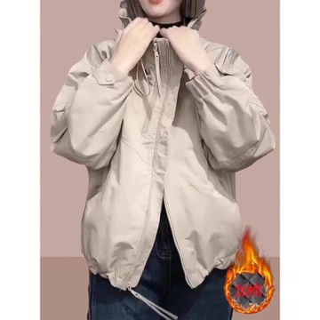 夾棉女士短外套2026春秋季新款爆款加絨加厚沖鋒衣小個子洋氣女裝