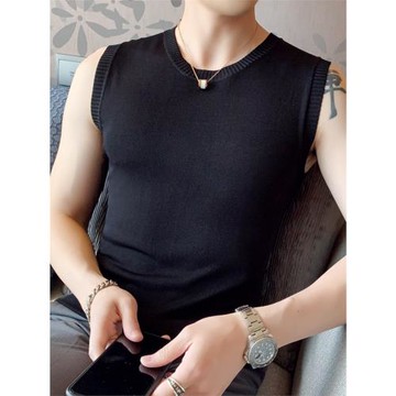 男士薄款針織背心韓版修身套頭青年馬甲外套學生無袖T恤圓領坎肩