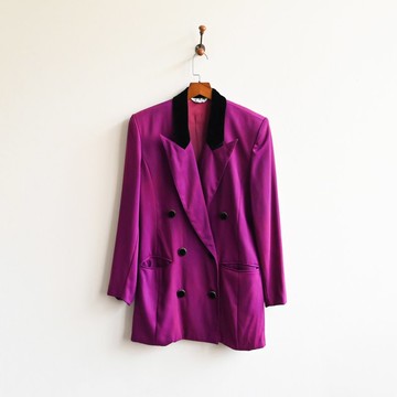 【蛋植物古著】紫光列車劍領古著西裝外套