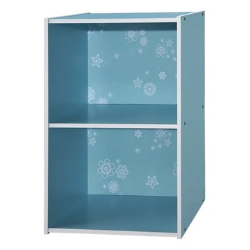 EASYHOME 花系列 兩層開放式收納櫃  藍色  60 x 42 x 28.5.cm