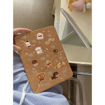 秋冬絨皮烘焙動物Y+三折適用ipad11保護套air7/6新款ipad10筆槽11寸磨砂防摔10.9蘋果平板保護套mini7毛絨茸