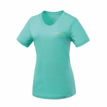 【【蘋果戶外】】山林 41P58 73 春綠 女 排汗V領上衣 短袖上衣 抗UV 吸濕排汗 透氣 快乾 輕量 春夏 Mountneer