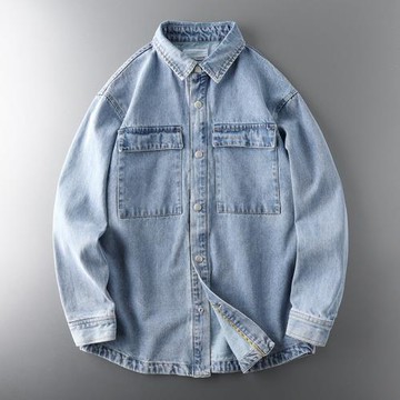 外貿出口尾單美式復古牛仔外套男春秋潮牌剪標原單男裝工裝夾克