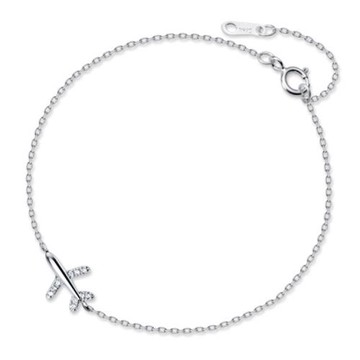 【ANGEL】靈動飛機童趣設計水鑽鍍銀手鍊(銀色)