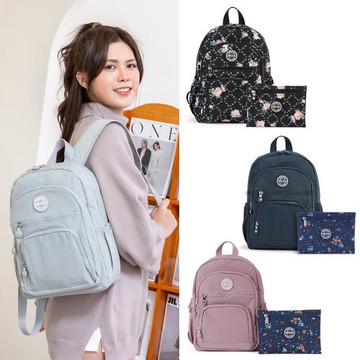 iBrand後背包 輕盈尼龍多口袋素色後背包(多色任選)