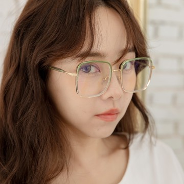 [TR90]今日天氣晴防藍光透明漸層方框平光眼鏡【GTR6055】-透明漸層綠框