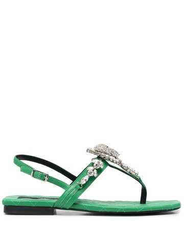 Philipp Plein - Crystal Skull embellished sandals - women - Calf Leather/Calf Leather/Calf Leather - 36 - Green